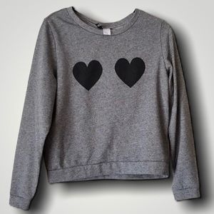 H&M Divided Grey Hearts Crewneck XS